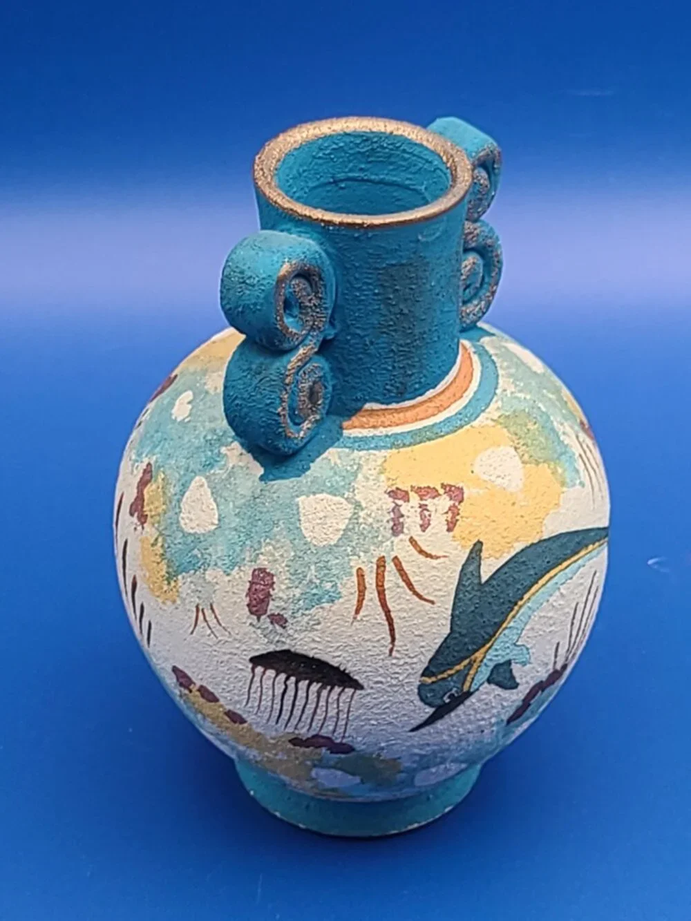 Minoan Greek Pottery Style Modern Dolphin Sea Life Amphora Vase 5